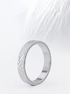 แหวนแต่งงานเพชรแล็บโกรว์สีขาวทองแบบตอกลาย - Product Image 3