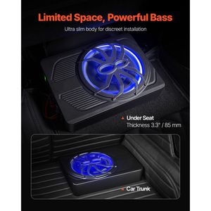 Subwoofer Auto Sottosedile Slim da 10 Pollici 440W con Luce Ambientale Blu, Subwoofer Audio a Basso Profilo per Auto - Product Image 2