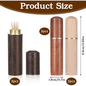 8pcs Portable Multi-Function Wooden Toothpick Dispenser Toothpick <b>Case</b> for Storing <b>Needles</b> and Pillets Toothpick Holder - Product Image 3