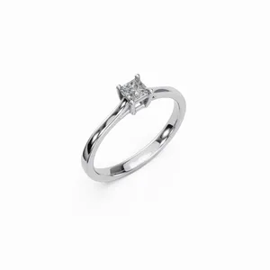 Nuovo Design Anello <span class=keywords><strong>Solitario</strong></span> di Lusso con Diamante Taglio Principessa Coltivato in Laboratorio, Oro Bianco 18K, Certificazione IGI, Purezza VVS, <span class=keywords><strong>0.30</strong></span>-0.39 <span class=keywords><strong>Carati</strong></span> - Product Image 3