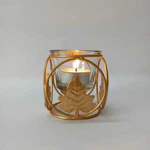 Skies Trader Modern Gold Metal 3 Cup <b>Candle</b> Holder Wave Base Iron Votive Stand Glass Tealight <b>Tray</b> Tabletop Centerpiece Lighting - Product Image 5