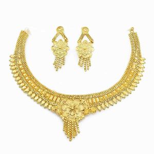 Collares Cortos de Latón con Microincrustaciones de Oro de 14K, 18K y 24K para Mujer, Diseño Tradicional, Cadena de Caja con Patrón Floral, para Bodas y Moda, Venta al por Mayor - Product Image 4