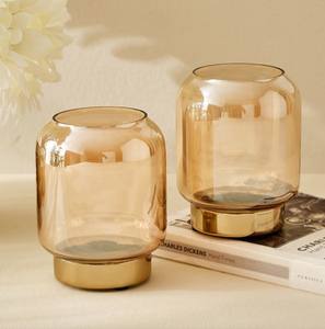 Amber Crystal Handmade Eco-Friendly Lead-Free <b>Tea</b> <b>Light</b> <b>Holder</b> with Gold Metal Base Tabletop Home Decor for Christmas and Easter - Product Image 2