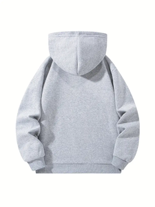 Sweat à capuche pour homme en polaire épaisse 100% polyester 230g de haute qualité Style décontracté d'hiver Teint uni avec col à capuche et poche - Product Image 2