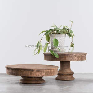 Solid wooden cake stand for elegant party dessert <b>displays</b> and rustic wedding table centerpieces - Product Image 1
