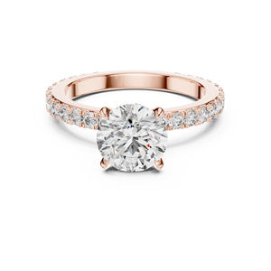 UNIQUE Lab Grown 1CT ROUND Diamond SOLITAIRE <b>RING</b> WITH HALO IN 18KT ROSE Gold FOR PARTY Engagement Wedding DAILY USE FOR <b>WOMEN</b> - Product Image 1