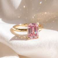 Bague de fiançailles en or jaune 18 carats avec diamant de laboratoire rose taille émeraude, certifié IGI, pavé, bijoux fins pour femme, vente chaude