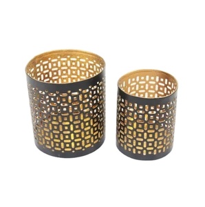 Bougeoir votif rond en métal doré et noir le plus vendu pour la maison et les décorations de lumières de table de Noël - Product Image 5