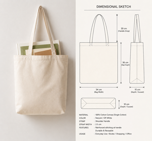 Natural Cotton <b>Canvas</b> Medium Tote Bag with Long Handles for <b>Beach</b> Wedding Sport Party Use-Eco-Friendly Reusable Bag - Product Image 3