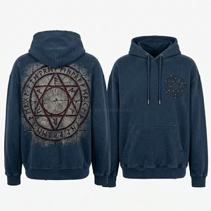 Sudadera con capucha morada personalizada con efecto mineral para hombre, estilo urbano, con cremallera completa, estampado de alta calidad, proveedor de ropa personalizada - Product Image 2