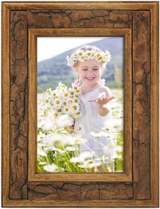 Picture <b>Frame</b> <b>with</b> Real Bark Surface&Clear Real Glass CoverWood Photo <b>Frame</b> for Wall and Tabletop Display and Vertical - Product Image 4