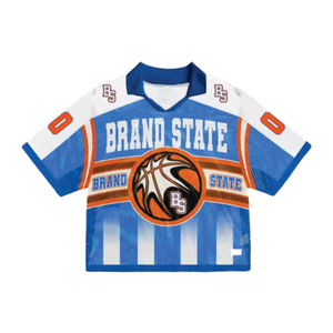เสื้อเจอร์ซีย์อเมริกันฟุตบอลแบบสตรีทแวร์สั่งทำพิเศษ ระบายอากาศได้ดี ไซส์ใหญ่ แขนสั้น พิมพ์ลายแบบซับลิเมชั่น ทรงโอเวอร์ไซส์ ย้อนยุค ทรงบ็อกซี่ โลโก้ด้านหน้า - Product Image 5