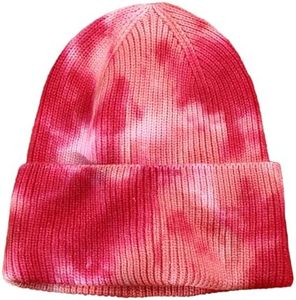 Bonnet en laine tie-dye pour femme, collection automne-hiver, avec franges rayées et fil pointu, chaud et idéal pour les activités de plein air et les voyages - Product Image 1