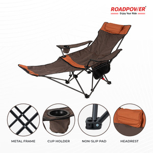 Chaise de camping Roadpower (RP-CHR-60) de qualité supérieure avec accoudoirs en aluminium, porte-gobelet et rangement latéral, au design bicolore élégant - Product Image 2