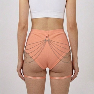 Wholesale HYPEN SPORTS Women Fitness Yoga Sports Biker Gym Shorts Seamless <b>Chain</b> Link Skinny Fit Mid-<b>Waist</b> Polyester/Cotton - Product Image 2