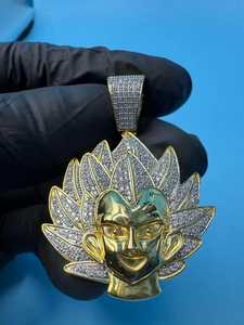 Pendentif Dragon Ball Z Super Saiyan plaqué or, serti de moissanite, bijoux hip-hop sur le thème des dessins animés, unisexe - Product Image 3