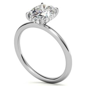 Anillo Solitario de Moissanita con Corte Ovalado y Halo Oculto, Plata de Ley 925, Anillo de Compromiso, Boda o Fiesta para Mujer - Product Image 2
