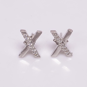 925 argent Sterling Vintage en forme de X goujons croix géométrique boucles d'oreilles plaqué or Zircon pierre principale pour les femmes fêtes de mariage - Product Image 1