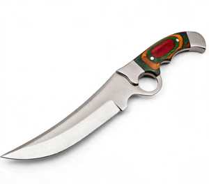 Couteau utilitaire d'extérieur à lame fixe en acier inoxydable OEM personnalisé avec anneau de maintien et manche en bois multicolore pour le bricolage - Product Image 5