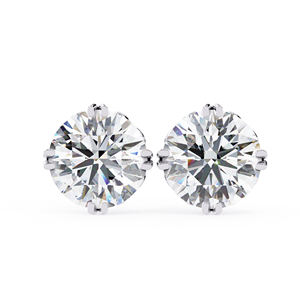 Boucles d'oreilles clous en moissanite taille ronde 2,5 carats chacune, or massif 14 carats, style vintage, 7x7 mm, bijoux de luxe unisexe - Product Image 2