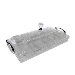 3 Dividers <b>Acrylic</b> Luxury Snack Serving Tray Set for Party Indoor and Outdoor Use - Product Image 2