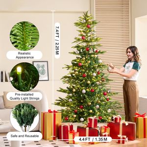 7.5ft Christmas Tree 700 Warm White LED <b>Lights</b> 1319 <b>Branch</b> Tips Full Holiday Decor Artificial Xmas Tree Prelit Prelit Artificial - Product Image 2