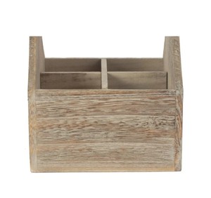 Farmhouse Wooden Utensil Organizer <b>Caddy</b> with Handle Four Compartment Storage for <b>Kitchen</b> Counter Dining Table and Picnic - Product Image 3