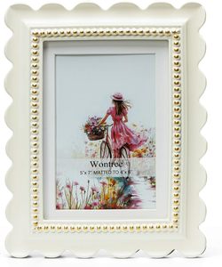 Cadre photo rectangulaire décoratif vertical fait main en os incrusté noir et blanc pour table - Product Image 1