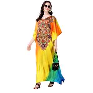 Robe maxi kaftan à imprimé animal pour femmes - Vêtements de plage et de resort élégants pour femmes - Product Image 1