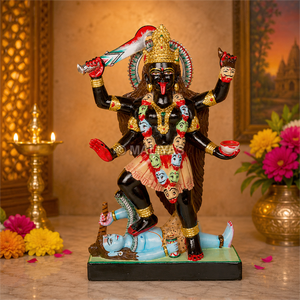 Idole de la déesse Kali en marbre noir avec bol rituel et Khadga |   Sculpture de Kali Maa debout |   MALIYAS Jaipur - Product Image 1