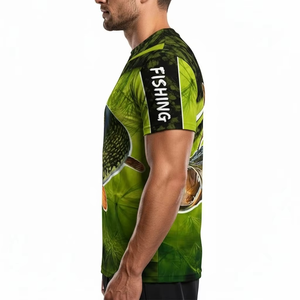 Vêtements de pêche, chemise à manches longues, protection UV, séchage rapide, polyester, imprimé poissons d'océan, chemise avec logo personnalisé, vente en gros - Product Image 3