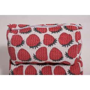 Lavinas Fashion Quilted Cotton Waterproof Durable Strawberry Pouch Makeup Bag Travel Cosmetic Organizer for <b>Case</b> Cute Zipper - Product Image 3