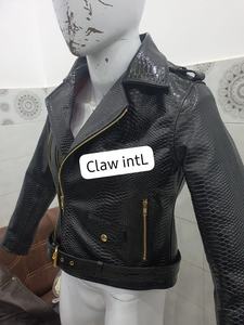Customised All-Season Cow Skin for Crocodile Embossed <b>Biker</b> Style Black Leather <b>Jacket</b> Wholesale Supply From Pakistan - Product Image 3