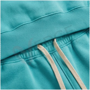 Ensemble de survêtement unisexe à capuche turquoise, manches longues, couleur unie, décontracté, respirant, coupe régulière, pour l'automne - Product Image 5