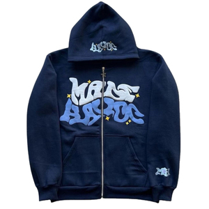 Sweat à capuche streetwear à fermeture éclair intégrale – Impression 3D en relief personnalisée – Mélange de coton et de polaire - Product Image 4