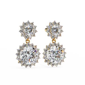 Pendientes Clásicos de Diseñador con Diamantes Cultivados en Laboratorio, Corte Redondo, Oro de 14K, Certificados por IGI, Ideales para Regalo, Fiestas y Aniversarios - Product Image 1