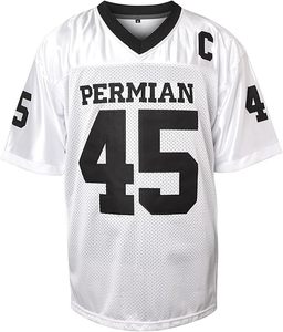 Camiseta Deportiva Personalizada de Fútbol Permian Número 45 Miles Blanca de Poliéster con Cuello en V - Product Image 3