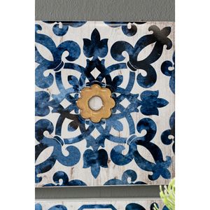 Set di 4 Piastrelle Decorative da Parete Astratte Blu e Bianche con Dettagli Dorati 9,5x9,5 Design Moderno ed Elegante per Casa o Ufficio - Product Image 4