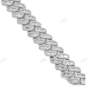 สร้อยคอแบบ Cuban Link ขนาด 10 มม. ยาว 17 นิ้ว เงินแท้ 925 ประดับเพชร Moissanite ทรง Baguette ระดับ VVS พร้อมใบรับรอง GRA ชุบทอง สไตล์ฮิปฮอป สำหรับทั้งชายและหญิง - Product Image 2