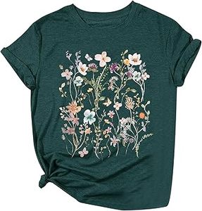 Camiseta de Mujer con Diseño Floral, Estilo Casual, Cuello Redondo, Algodón Suave, Alta Calidad, Nueva Colección - Product Image 3