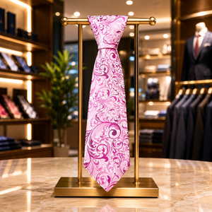 Corbata de Seda con Diseño Floral Paisley Rosa para Hombre |   Corbata de Diseño de Lujo |   Elegante Corbata Formal para Bodas, Fiestas y Negocios, Regalo para Caballeros - Product Image 4