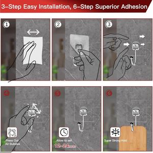 Set di 12 Ganci da Parete Resistenti, Grandi Appendiabiti Autoadesivi per Bagno, Cucina, Esterni, Robusti Ganci per Asciugamani - Product Image 2