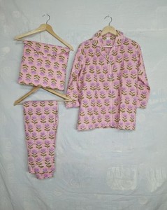 Handmade Cotton Pajama Set, Floral Print Bridal Party <b>PJs</b> - Product Image 1