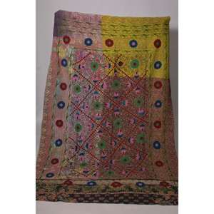 Handmade Kantha Suzani <b>Quilt</b> Vintage Cotton Floral Embroidery Eco-Friendly Washable All-Season Bedspread Boho Indian <b>Throw</b> - Product Image 2