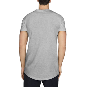 T-shirt Homme Longline à Ourlet Étendu Manches Courtes 100% Coton Respirant Style Urbain Tendance pour Hommes - Product Image 1