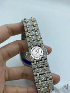 Montre mécanique glacée bicolore sertie de diamants, chronographe, montre-bracelet, bijou de luxe, cadeau - Product Image 4