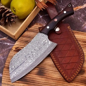 Couteau à hacher robuste en acier Damas de style serbe, forgé à la main, ambidextre, 6-7,9 pouces, manche en bois de rose, couteau OEM ODM - Product Image 6