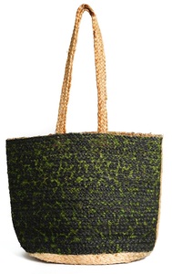 Sac fourre-tout en jute écologique, style bohème tissé vert, bandoulière, ouverture supérieure, pour femme, été, plage, usage quotidien, toutes saisons - Product Image 2