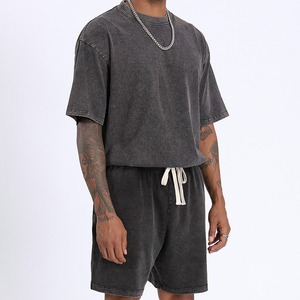 Conjunto de 2 Piezas de Camiseta y Pantalones Cortos con Lavado Ácido de Alta Calidad, Diseño Personalizado, Pantalones Cortos con Estampado Digital Extra Grande para Hombre - Product Image 5