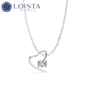 Pendentif Cœur en Or Blanc pour Femme LOISTA avec Diamant Naturel Rond Brillant Certifié GIA, Bijou Romantique de Fiançailles - Product Image 3